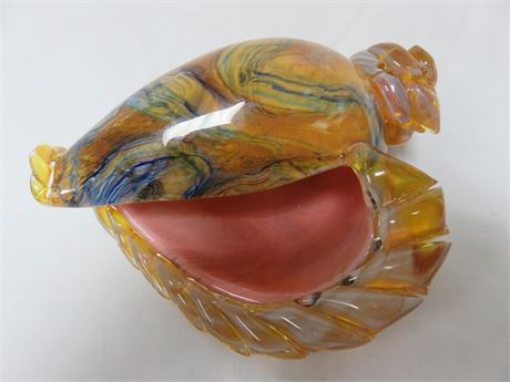 Conch Shell Art Glass Sculpture
