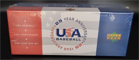 UPPER DECK 25 YEAR ANNIVERSARY USA BASEBALL 200 CARD SET WITH 3 AUTOGRAPHS
