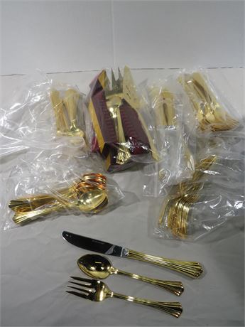 ROGERS BROS. Stainless Steel Gold Flatware Set