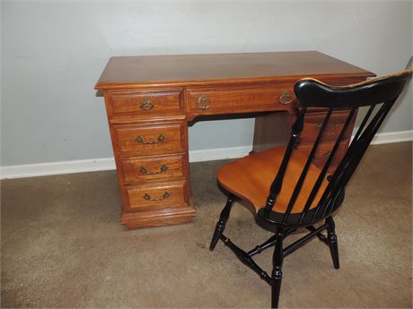 Vintage Flanders Wood Desk / Chair