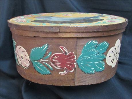 Vintage Shaker Style Oval Hand-painted Wood Box