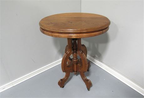 Vintage Oval Side Table on Casters