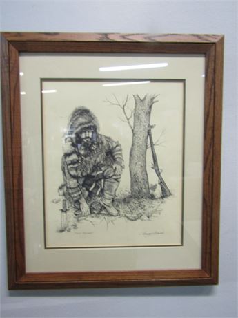 DAN BREWER SIGNED LITHOGRAPH PRINT "FREE TRAPPER"