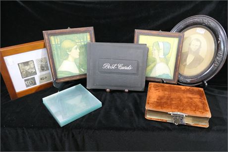 Antique & Vintage Glass Negatives, Drawings, Photographs & Post Card Books Lot