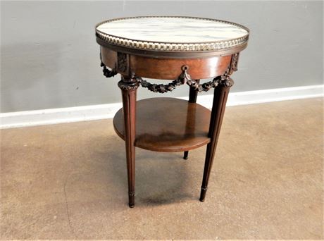 Wood / Marble Top / Round Accent Table