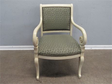 Fairfield Upholstered Side Chair with Wood Arms and Nail-head Trim