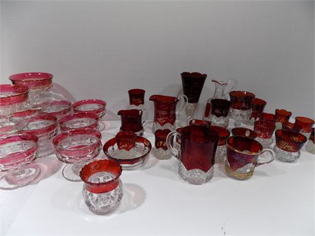 Antique Ruby Red Flash Glassware