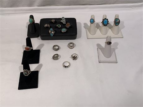 Lot of Sterling Silver Rings with Semi Precious Stones
