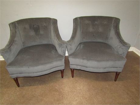 Pair of Blue/Gray Cloth Arm Chairs