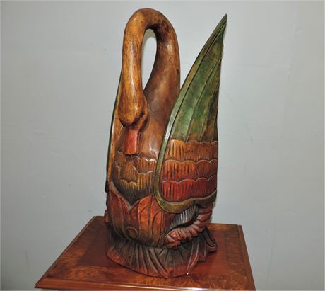 Large Swan Wood Sculpture