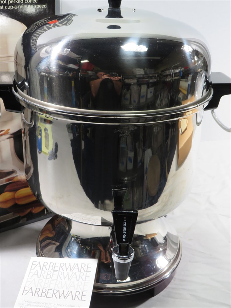 Transitional Design Online Auctions - FARBERWARE Millennium Stainless Steel  12-36 Cup Coffee Urn