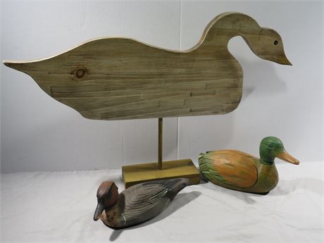 Hand Carved Wooden Duck Sculptures