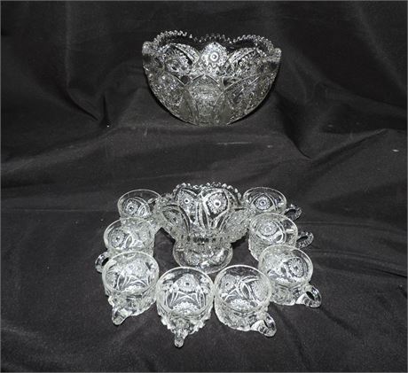 Crystal Punch Bowl / Cups / Candy Dish
