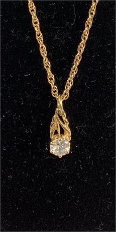 14kt GOLD Necklace with 10kt GOLD CUBIC ZIRCONIA Pendant