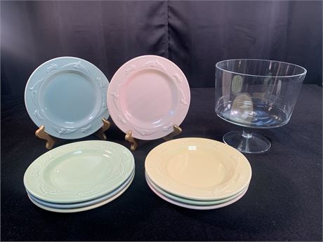 Lot of Trifle Bowl Bunny Design Plates