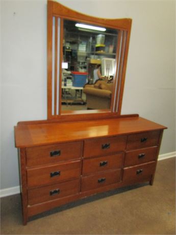 Vintage Dresser and Mirror, Solid Wood by Fairmont Designs