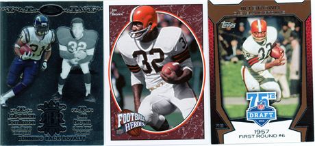 Jim Brown 3 Trading Card Lot Cleveland Browns