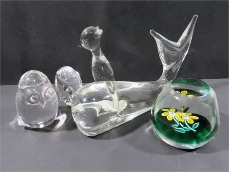 Art Glass Figurines w/Murano Paperweight