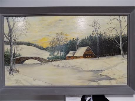 Original Oil on Board Cabin Painting