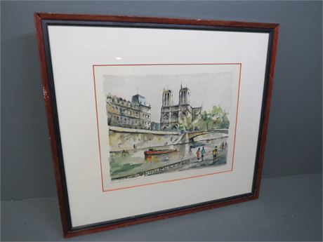 G. LELONG Lithograph Notre Dame Et La Seine Paris
