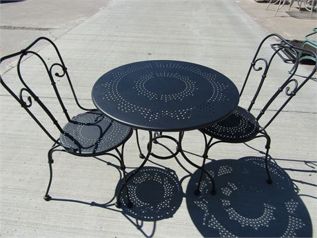 Black Bistro Table and Chairs Set, Metal