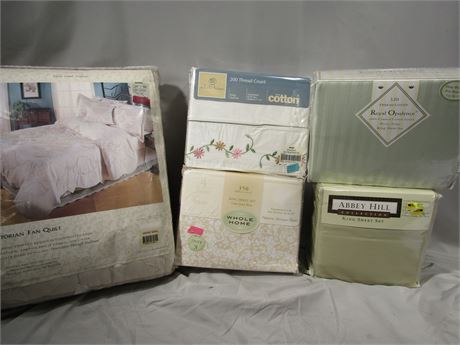 Bedding Quilt and Sheet sets, with 320,250,350,200 Thread Counts