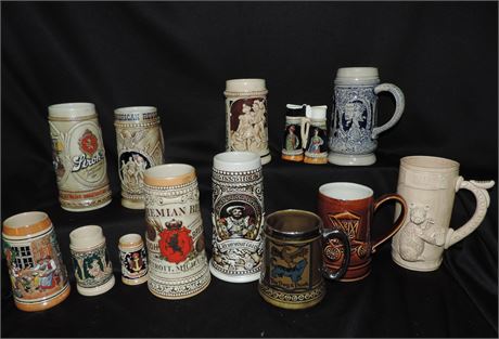 Vintage Beer Steins / Stroh's / Ceramarte / Lord Nelson / Alt Grenzan