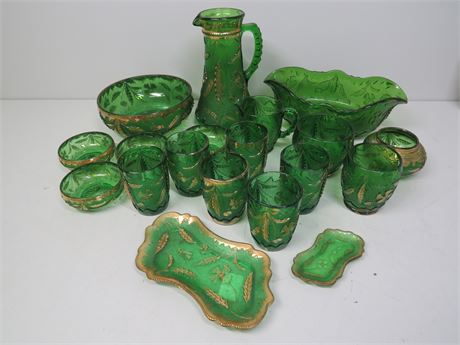 EAPG Delaware Emerald Green Glassware Lot