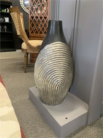 Large Black and Wrapped Metal Design Vase