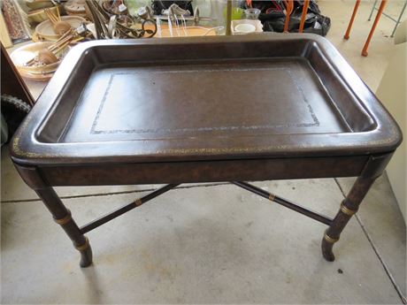 Chinese Chinoiserie Hand Tooled Leather Table