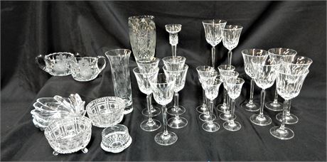 Crystal Stemware Glasses  / Vases / Candy Dish Lot (25)