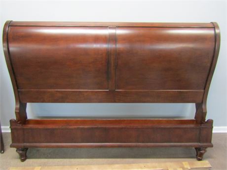 Large Sleigh Bed with Rails, Foot Board and Supports