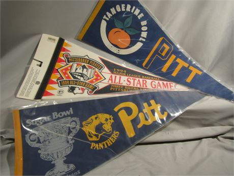 Vintage College Pitt Panthers Tangerine Bowl & Sugar Bowl Pennants, 94 All Star