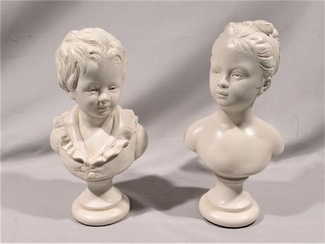 Vintage Alexander Backer - Houdon's Des Enfants (Louise & Alexandre) Repro Busts