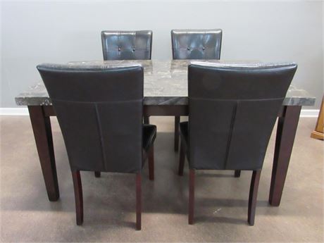 Faux Marble/Tile Top Dining Table with 4 Chairs