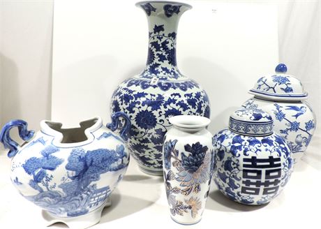 Asian Style Vases / Lidded Jars