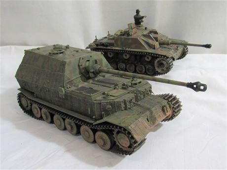2 Unimax Toys Plastic Tank Models - German Elefant and Stug Battle Tanks