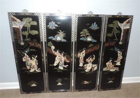Asian Style 3D Four Panel Wall Art