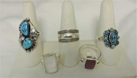 Sterling Silver Turquoise / Red Coral / Abalone / Rings