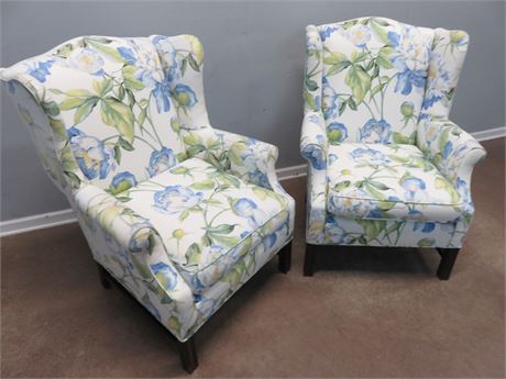Floral Wingback Arm Chairs