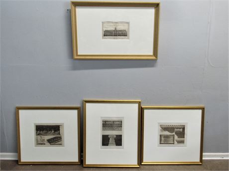 4 Framed and Double Matted Architectural Prints