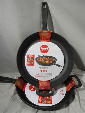 Cast Iron Skillet Set, 12'' Pre-Seasoned with Original Wrapping, Food Network