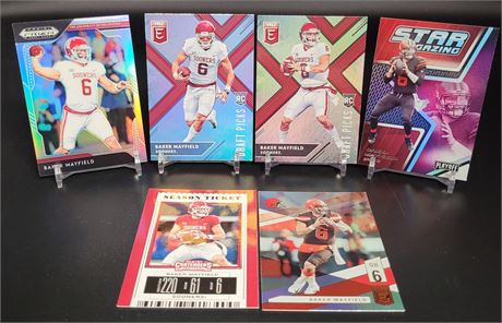 BAKER MAYFIELD LOT OF 6 FOOTBALL CARDS WITH ROOKIES CLEVELAND BROWNS