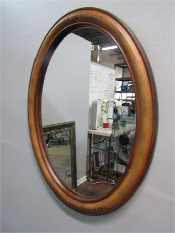 Oval Wall Mirror, Hand Painted Wood Frame, Haojiang Furniture Company