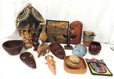Collectible Tribal Masks / Teak Wood Bowl