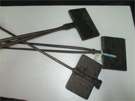 3 Piece Antique Early Waffle and Toast Irons