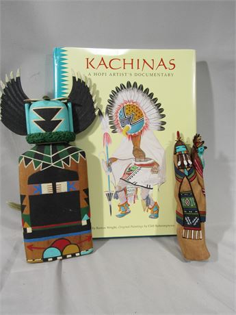 Hopi Kachina Signed Dolls "Talawepi" and Hopi Indian Identification Book,