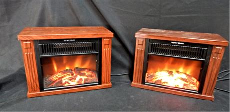 Set of Two Mini Electric Fireplace Heaters