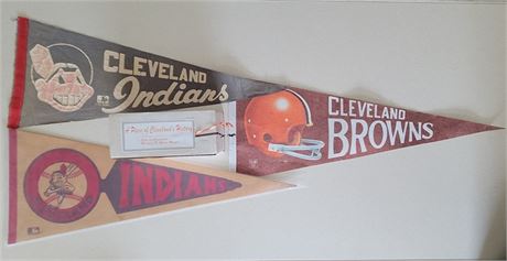 Vintage Cleveland Indians and Browns Pennant Lot