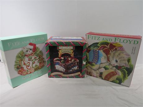 FITZ & FLOYD Christmas Plates / Potpourri Bowl